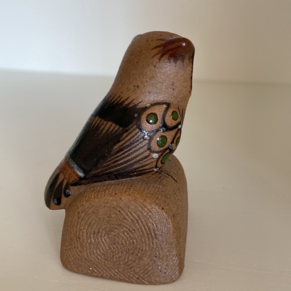 Vintage Tonala Mexican Pottery Owl on Branch signed Perez - Picture 15 of 16
